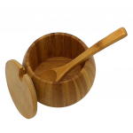 Bambusest puidust v&uuml;rtsipurk, suhkrukauss, soola-pipra maitseainekarp 8x5.7cm pruun