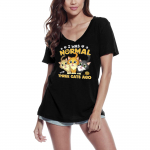 ULTRABASIC naiste T-s&auml;rk I Was Normal Kolm kassi tagasi &ndash; armas l&uuml;hikeste varrukatega triiks&auml;rk S must