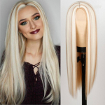 MISS PARUK, pikkade sirgete juustega pitsist eesmine parukas Ombre parukas Kuldne s&uuml;nteetiline parukas, Naissoost naturaalne Unisex parukas 30 tolli