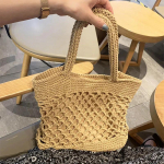 Yogodlns Natural Rattan Straw k&auml;ekott Lihtsad &otilde;lakotid naistele Casual Totes K&auml;ekotid Suvine rannareisikott 30*10*25cm beež