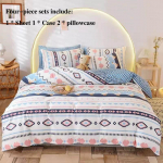 Puuvillane voodi, neljaosaline lainepapist voodi, &uuml;hekordne padjap&uuml;&uuml;r, mis on paigaldatud hoidikusse Boheemlas stiilis kodune voodipesu Queen