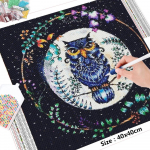 HUACAN teemantkunsti maalimine &ouml;&ouml;kull t&auml;isteemant-ristpistes tikkimiskomplektid loomateemantmosaiikpilt seinal Full Square 20*20 cm