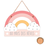 Les Tr&eacute;sors De Lily [A0708] &ndash; puidust tahvel &bdquo;Unistuste maal&rdquo; pilved &ndash; vikerkaar &ndash; 19. 5x13. 5 cm Heleroosa