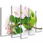 Viieosalise pildiga l&otilde;uendiprint Apples Fruit Blossom 100x70 roheline