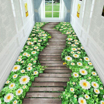 Murulilled Kivikoridor Esik 3D Vaip Pastoraalne Elutuba Vaip Muru K&ouml;&ouml;k Magamistoa Vaip Libisemisvastane Sissep&auml;&auml;s Uksematt W80*H100CM