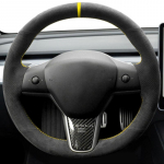 Auto Rooli Kate Rooli M&auml;his Suede Nahk Originaal Rooli Punutis Tesla Model 3 2015-2021 Model Y jaoks Style 7