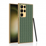 Samsung Galaxy S23 S23plus S23ultra 5g Case Weave Pattern Soft Shell jaoks Samsung S23 Ultra Plus Plating Border Telefoni Kaas For Galaxy S23 Ultra roheline