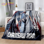 Anime mootorsaemees Denji Cartoon pehme pl&uuml;&uuml;sist tekk, flanelltekk elutuppa magamistoa voodi diivani piknikukate 130x150cm