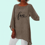 Naiste mood puuvillane linane lahtine s&auml;rk Kevad-suvise kirjatr&uuml;kiga 3/4 pikkade varrukatega naiste topp vabaaja kaelusega pluusid S valge