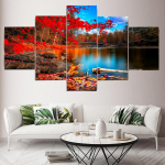 5 Paneelmaastik Loodus s&uuml;gisel L&otilde;uend Maalimine Punaste lehtedega plakatid ja tr&uuml;kised Seinakunstipildid Elutoa Kodukaunistus Ilma raamita 20x35cm*2 20x45cm*2 20x55cm*1