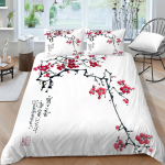 Pere voodipesu &Uuml;he kaheinimesevoodi t&auml;issuuruses voodipesu ploomilillemustriline padjap&uuml;&uuml;r ja tekikate Lilleprintimine Noble pestav kodukaunistus EU Single 135x200cm