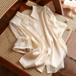 L&uuml;hikeste varrukatega soliidne satiinist pluusiga naiste n&ouml;&ouml;pidega vabaaja siidist naiste s&auml;rk Suveriietus 2023 Lahtine roheline pluus, 26857 S beež