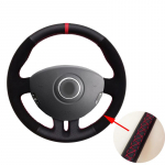 WCaRFun Black Leather Suede Red Marker Car Steering Wheel Cover for Renault Clio 3 2005-2013 Clio dynamics 2008 clio mk 3 red marker thread