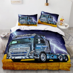 3D Truck Prinditud tekk ja padjap&uuml;&uuml;r 2 v&otilde;i 3 luksusliku voodipesu AU/EU/DE t&auml;issuuruses pehme ja kiiresti kuivav kodukaunistus Baby 100x135cm