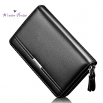 Moodne kunstnahast meeste sidurikott Suure mahutavusega kaardi sularahahoidja pikk rahakott must