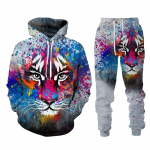 Animal Tiger 3D prinditud meeste dressikomplekt vabaaja kapuuts ja p&uuml;ksid 2tk komplektid kevad-s&uuml;gismood t&auml;navar&otilde;ivad meeste r&otilde;ivaste &uuml;likond 3XL