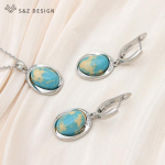 Vintage Elegantsed Roosa Kuldset V&auml;rvi Muna Kujuga Ovaalsed Imitatsioon T&uuml;rkiissinised Ripatsk&otilde;rvar&otilde;ngad Ehtekomplektid Naistele Pulma Ripats Kaelakee