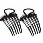 2tk kummipaelaga kamm elastse ribaga | Hobusesaba Bump it up Volume Lisad Kammid Kohevad juuksed Kamm | Elastse kummipaelaga soengut&ouml;&ouml;riistad 2pcs must