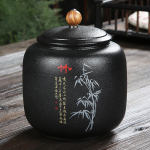 WSHYUFEI musta keraamika teepurk Hiina portselanist keraamiline purk Kaasaskantav suletud purgi hoiustamisteekarbid kommid v&uuml;rtside s&auml;ilituspaak 11.5x14.5cm5