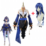 Layla Cosplay Kost&uuml;&uuml;m Parukas Cosplay Honkai 3. Layla Kleit Riietus Vormi Peakatted Kindad M&uuml;ts T&uuml;drukud Naised L-(Full set+wig)