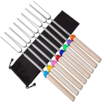 8 tk vahukommi r&ouml;stimispulgad puidust k&auml;epidemega pikendatavate grillkahvlitega vardad telkimispikniku tagahoovipeoks 8pcs per set&bag