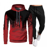 S&uuml;gistalvine spordidress Meeste prinditud kapuutsiga 2-osalised komplektid Meeste komplektid &Uuml;likond Meeste Fliis Sport-Hoodie Dressip&uuml;ksid Kaheosalised komplektid M punane