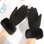Fashion personality leopard spot soft plush touch screen ladies gloves plus velvet driving inside to keep warm and cold