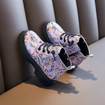 T&uuml;drukute kingad Laste Martini l&uuml;hikesed saapad 2023 Uued kevadised ja s&uuml;gisesed Briti stiilis printsessi moev&auml;rvi mustad puuvillased saapad 26 roosa