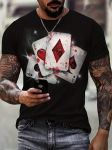 Poker Elements 3D digitaalse mustriga prindiga meeste graafiline T-s&auml;rk, mugavad t-s&auml;rgid, l&uuml;hikeste varrukatega pullover, meeste suvised &otilde;ueriided S