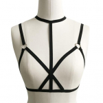 Lady Sexy Halter Cage Rakmed Rinnahoidja elastne side Rihm &otilde;&otilde;nsas Rinnakas top S must