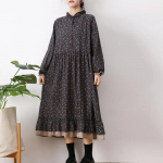 Vintage kleidid naistele T&uuml;drukutele Lilleprintidega Beach Boho pikkade varrukatega pits&auml;&auml;rtega kleit Armas nukukraega lahtine kiikkleit One Size sinine