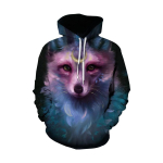 Paarile m&otilde;eldud kapuuts, loomamustriline kapuutsiga pullover, naiste meeste vaba taskuga vabaaja Fox 3D digitaalprintimisega dressipluusid S