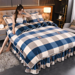 S&uuml;gis- ja talvepiimakiust neljaosaline korallfliisist &uuml;hev&auml;rviline flanellist kolmeosaline voodilina topelttekkekate 1.8m bed sheet