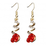 Naiste Red Rose Drop Rhinestone spiraal rippuvad konksud k&otilde;rvar&otilde;ngad ehted kingitus