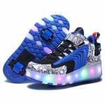 Eemaldatava rattaga poiste/t&uuml;drukute topeltrattalised helendavad tossud v&otilde;ivad olla laste tossud rulluisutamiseks m&otilde;eldud rulluisusaabasteks 34 sinine