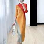 Kleidid naistele, kevadsuvised salendavad, v&auml;rvi blokeerivad sirged toruseelikud, elegantne temperament, &uuml;mara kaelusega volditud seelikud M khaki