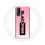 Coque pour Vivo Y72 Blackpink Groupe de K-pop Logo Noir Rose Fond Rose