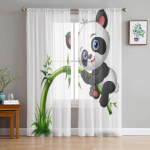 Armsad Baby Panda Tree Bamboo L&auml;bipaistvad kardinad Magamistoa Elutoa T&uuml;llkardinad K&ouml;&ouml;giaknale Voile kardinad 135W x 114H(cm)