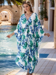 EDOLYNSA 2024 Roheline Bohemian Printed Plus Size Kleit Kaftan Naiste Kaftan Suvekomplektid Lahti puhkusepidu Moo Moo Kleidid One Size mitmev&auml;rviline