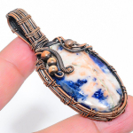 Natural Sodalite Gemstone Handmade Copper Wire Wrap Gift Pendant 2.64 z6c42
