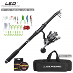 LEOFISHINGi teleskoop&otilde;ngede ja -rullide kombode komplekt s&uuml;sinikkiust varustuskomplekt ja kandekott meresoolase merep&uuml;&uuml;gi t&ouml;&ouml;riistade jaoks 1.8M ROD SET