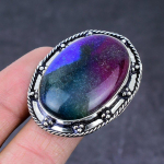 Natural Rainbow Solar Quartz Handmade 925 Sterling Silver Ring Size 8 u1g39