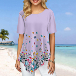 Naiste suures suuruses naiste triiks&auml;rgid Helesinised liblikas lilledega prinditud vabaaja topid Naiste ebaregulaarsed suver&otilde;ivad XS lilla