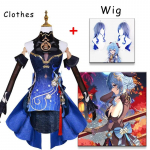 Ganyu Cosplay Uus Riietus Nahk Kost&uuml;&uuml;m Impact P&auml;ikeseloojangu &Otilde;is Gan Yu T&auml;ielik Komplekt Parukas Liyue Laterna Pidu Riietus &Uuml;likond XS-(Costume+Wig)