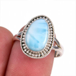Natural Republic Larimar Gemstone 925 Sterling Silver Ehted S&otilde;rmuse suurus 7.5 R6q90