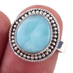 Natural Republic Larimar Gemstone 925 Tahke Sterling H&otilde;be Kingitus S&otilde;rmus S.7 m6O07