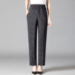 8XL 9XL Keskealised Naiste P&uuml;ksid Print Elastsed K&otilde;rge V&ouml;&ouml;kohaga Vabaaja P&uuml;ksid Sirged p&uuml;ksid Oversize Vanaema 3XL