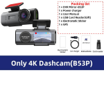 E-ACE 4K armatuurkaamera minikaamera salvesti GPS Wifi 24h parkimine kahe objektiiviga 1080P tahavaatekaameraga &ouml;&ouml;n&auml;gemise must kast autole No TF Card