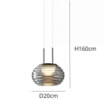 LED Triibuline Klaasist L&uuml;hter Kodukaunistus Magamistoa Elutoa Sisekujundus Rippvalgusti P&otilde;hjamaine Moodne Minimalistlik &Uuml;mmargune Ripatsvalgusti D20cm&Warm White