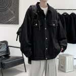 Meeste Vintage Seisva Kraega Denim Jakk Vabaaja L&otilde;tv Denim Jakk XS must